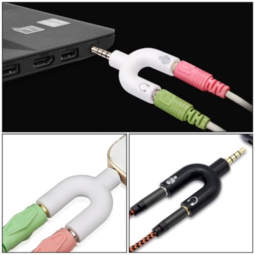 2pcs Audio Converter Y Jack Adapter Male to Dual Female Port Headphone Splitter Compatible with Phone Laptop Tablet for Headset Microphone Recording