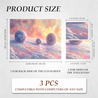 12.1-15.6 Inch Universal Reusable Laptop Skin Sticker Decal, Waterproof Removable Protector for Notebook Cover, Scratch-Resistant Vinyl Cuttable Full Wrap Sticker, Pink Purple Dreamy Planet Cloud - color: Pink Purple Dreamy Planet Cloud