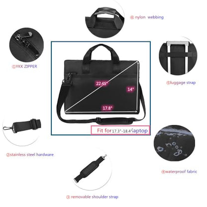 Premium Black,17.3-18.4 Inch Laptop Briefcase with Cross-Body Shoulder, DVD Player bag,Painting board bag，Laptop case Fits Dell, HP, ASUS,MacBook Pro, 2-layer Design,Durable,LIGHTWEIGHT