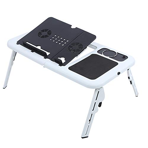 Laptop Folding Desk, Sliding Keyboard Tray Adjustable Laptop Stand with Large Cooling Fan for Notebook Laptop, Tablet