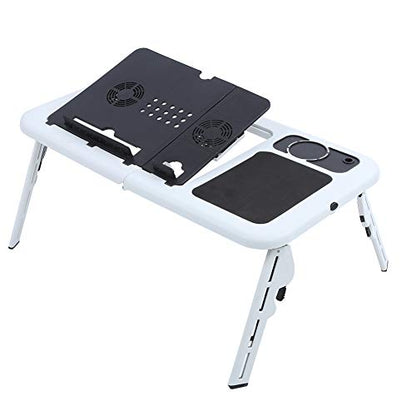 Laptop Folding Desk, Sliding Keyboard Tray Adjustable Laptop Stand with Large Cooling Fan for Notebook Laptop, Tablet