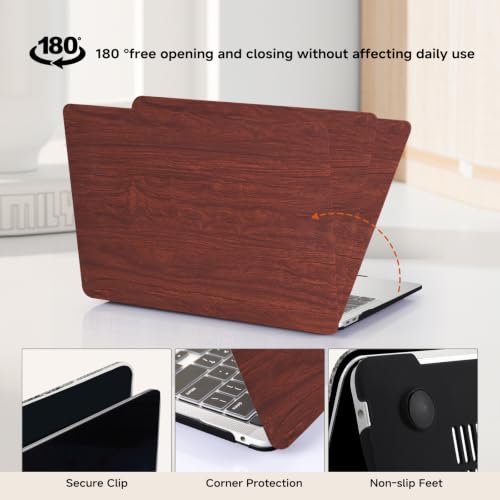 for MacBook Neo Case 13 Inch,Wood Grain, Faux Leather, Coffee Brown | Logo Cutout, Schockproof Cover, Keyboard Skin, 2026 A18 Chip, Model A3404 - color: Wood Coffee Brown