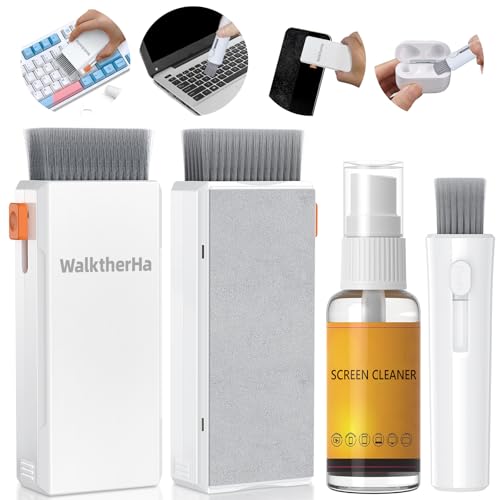 Keyboard Cleaner Laptop Cleaning Kit, All in One Keyboard Cleaning Kit with Car Screen Cleaner Spray, Retractable Detailing Brush for Phone iPhone Computer PC MacBook Airpod Camera Lens Elecitroncs