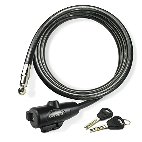 MARQUE Bike Lock with Key – 3/8” (4Ft, 7Ft, 15Ft, 25Ft) Straight Cable Locks with Keys, Anti-Theft Security Cable for Bicycles, Scooters, Kayaks, Paddle Boards, Gates - color: 7 FT