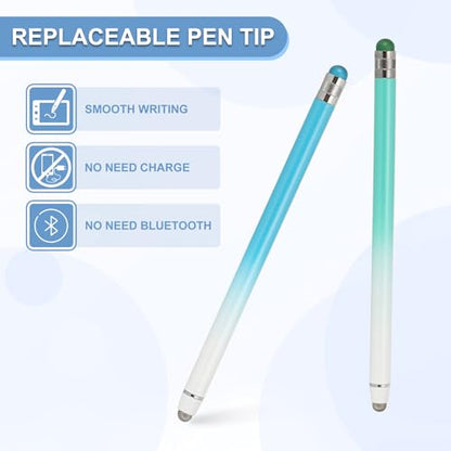 PATIKIL 2 Pcs Stylus Pens for Touch Screens, 2 in 1 High Sensitivity Universal Pen Capacitive Stylus for Phone Tablets Laptop Touch Screen Devices, Blue Green - color: Blue Green