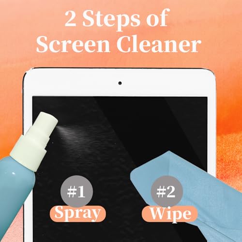 4-Pack Screen Cleaner Spray and 2 Pcs Microfiber Cloth Kit - for LCD, Laptop, PC, MacBook, iPhone, iPad, Computer Monitor, TV, Phone, Tablet, Touchscreen, Eyeglass Lens, and Car Display - color: Pink Blue Green Purple