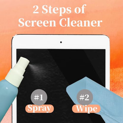 4-Pack Screen Cleaner Spray and 2 Pcs Microfiber Cloth Kit - for LCD, Laptop, PC, MacBook, iPhone, iPad, Computer Monitor, TV, Phone, Tablet, Touchscreen, Eyeglass Lens, and Car Display - color: Pink Blue Green Purple