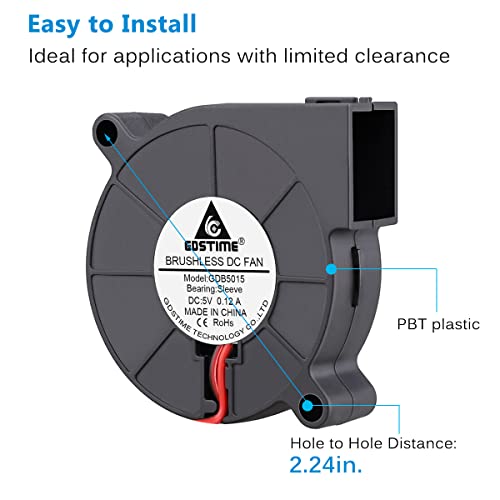 GDSTIME 50mm USB Blower Fan with 3 Speeds Control, 5015 DC 5V Turbine Turbo Cooling Fan for Small Appliances Series Replacement - size: 50mm x 15mm