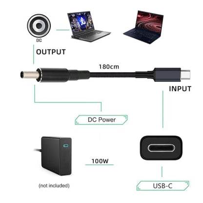 USB-C 100W 20V Input to DC 5.5 * 2.1mm PD Power 65W Output Charge Cable Support QC PD Type-C for Laptop (1.8m) - style: 5.5x2.1mm