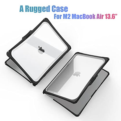 IBENZER Hexpact Protective MacBook Air 13 inch Case M5 2026 M4 2025 M3 M2 2024-2022 A3449 A3240 A3113 A2681, Heavy Duty Case & KeyboardCover & ScreenFilm, Black, HPE-KK-BK+2 - color: Black