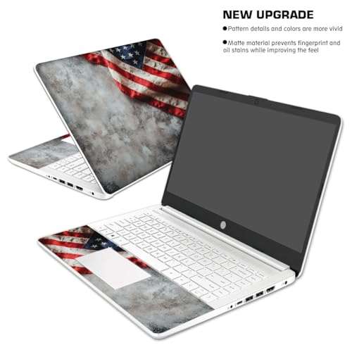Laptop Skin Decal HP 14" - US Flag, Laptop Cover Sticker, No Cutting Required, No Bubble, Waterproof, Scratch Resistant - Including Wide Screen and Wrist Pad - size: 14 inch