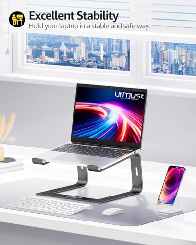 Adjustable Laptop Stand, Portable Laptop Riser, 11-15.6" (Black) | Sturdy Foldable Ergonomic Laptop Holder, Heat-Dissipation Design, Fits MacBook/Dell/HP/Lenovo for Home/Office