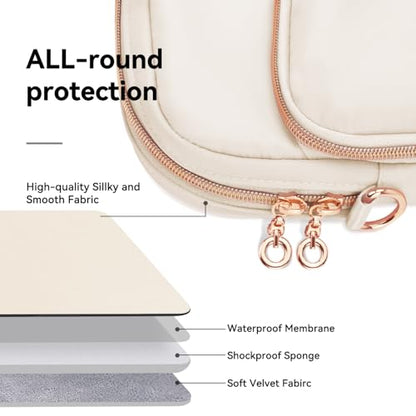 Laptop Case Bag Women Men Computer Sleeve Compatible with MacBook/Dell/HP/Acer/ASUS, Waterproof Shoulder Carrying Briefcase, Beige, 15.6-16 Inch - color: Beige, size: 15.6 inch