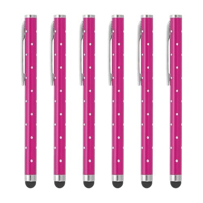 PATIKIL Stylus Pens for Touch Screens, 6 Pcs High Precision Universal Bling Stylus Crystal Metal Capacitive Pen for Touch Screen Devices Phone Tablets Laptop, Rose Red - color: Rose Red