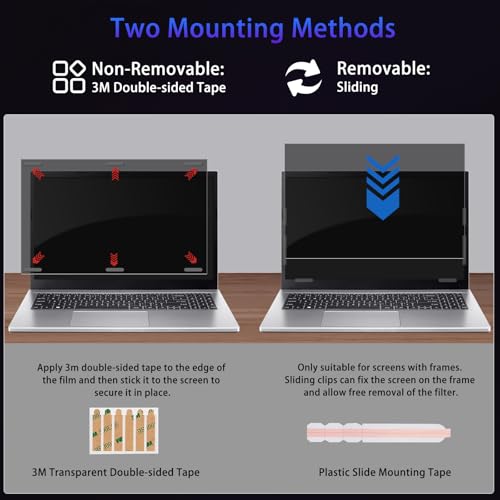 15.6" Privacy Screen Computer for 16:9 Aspect Ratio, 2-Sided Removable Anti-Peeping/Anti-Glare, Blue Light Block, UV Protect, Reduce Strain, Anti-Scratch, Fits 15.6-inch 16:9 Protector Film - size: 15.6inch 16:9