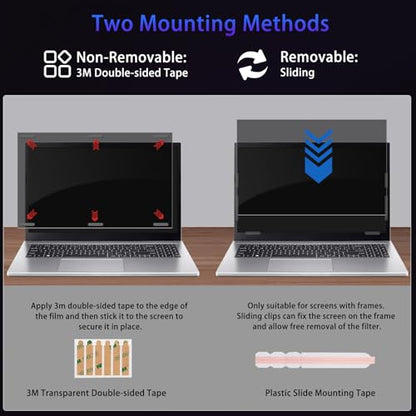 15.6" Privacy Screen Computer for 16:9 Aspect Ratio, 2-Sided Removable Anti-Peeping/Anti-Glare, Blue Light Block, UV Protect, Reduce Strain, Anti-Scratch, Fits 15.6-inch 16:9 Protector Film - size: 15.6inch 16:9