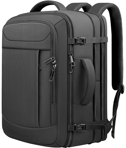 Travel Backpack for Men, Expandable Carry On Backpack | Water-Resistant, Laptop Compartment, TSA-Friendly Design, Wet & Anti-Theft Pocket for Men Women Travel Work Commuting - color: Black, size: 17.3 inch (21"x13"x9")