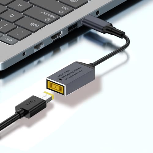 PLUSPOE USB C to Slim Tip Adapter, 100W PD3.0 Fast Charging for Convert Square Charger to Type-C Power for Lenovo Thinkpad MacBook Chromebook, Nintendo Switch, and Any USB C Devices, Input 15-20VDC - color: Square Tip to USB C