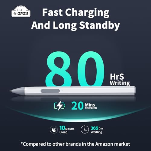 Stylus for Transformer/Mini/Zenbook Flip/Pro/Vivobook Flip/Pro/Duo/Notebook | Rechargeable MPP 2.0 Tilt Pen, 4096 Pressure Sensitivity, Hexagonal Body Design, Silver - color: Silver