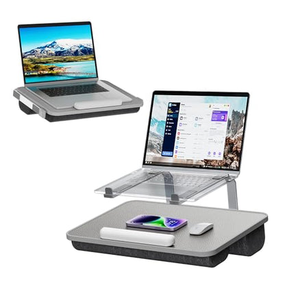 V-Hold Laptop Lap Desk with Foldable Stand, Lightweight Laptop Stand for Bed, Fits up to 15.6" Laptops & MacBook, Lightweight Lap Tray Table with Pillow Cushion for Bed & Couch