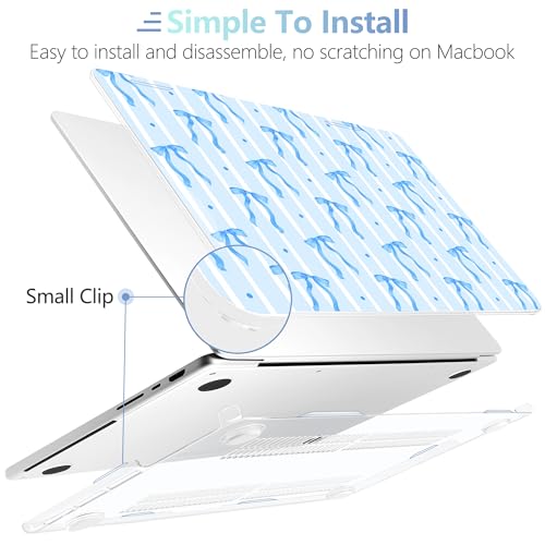 MEEgoodo Case for MacBook Pro 16 inch 2026 2024 2023 2021,Laptop Shell Compatible with M5 M4 M3 M2 M1 Pro/Max Chip,Fit Model A3429/A3428/A3403/A3186/A2991/A2780/A2485,Coquette Blue Ribbon Bow&Stripe - color: Coquette Blue Ribbon Bow&Stripe