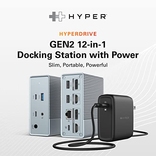 HyperDrive USB-C & Thunderbolt 4 GEN2 12-in-1 Docking Station, 100W PD for MacBook Pro/Air, iPad, PC, 4K USB C Triple Display, 10Gbps, Gigabit Ethernet - style: 12-in-1 PD