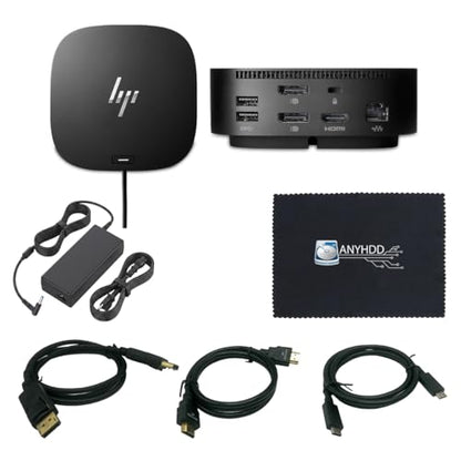 HP USB-C Docking Station G2 5TW13UT#ABA 120W for Laptop & Notebook, Dual Monitor Dock with HDMI & Dual DisplayPort Cable, USB-C to C Cable and Cloth (Renewed)