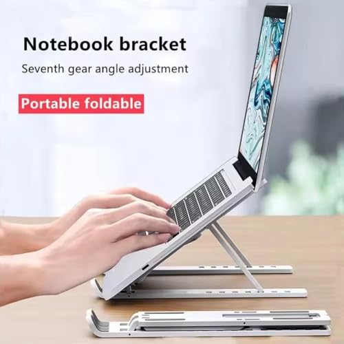 Foldable Tablet Stand, Non-Slip 6-Level Adjustable Laptop Stand Compatible with All Computers and Laptops, (Black) - color: Black