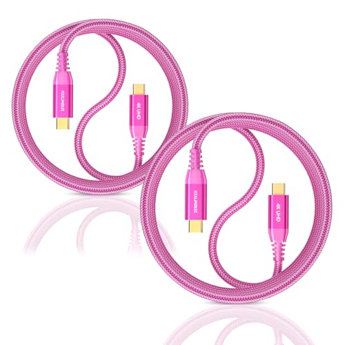 ZeroneTeck USBC to USBC Monitor Cable [3FT-2 Pack], USB 3.2 Gen 2x2 Cable, 4K UHD Video Output, 20Gbps High-Speed Data, 100W Fast Charging for iPhone 17,MacBook,Dell, Lenovo,KYY,ARZOPA, Pink - color: Pink, size: 3FT+3FT, style: Straight