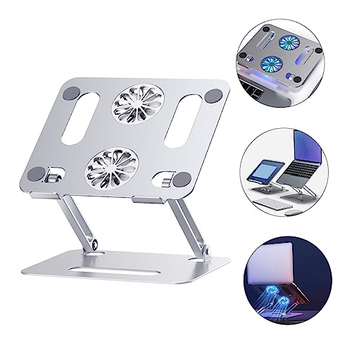 MERRYHAPY Aluminum Laptop Cooling Pad 2 Fans Strong Wind Quiet Laptop Cooler Ventilated Stand for 17.3 Inch Notebook