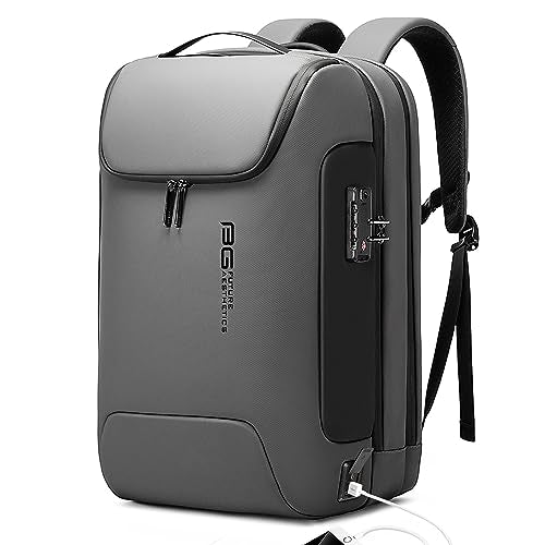 BANGE Anti Theft Backpack With TSA Lock,Waterproof Backpacks With YKK Zipper, High Tech Business Backpack For Men And Women, Laptop Backpack Fits For 17.3 Inch Notebook… - color: Grey, size: With Lock+USB