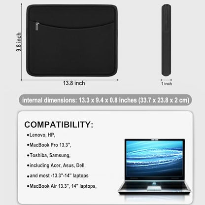 Laptop Sleeve 13.3 inch, Shockproof Protective Carrying Computer Cover | Laptop Case, Briefcase Carrying Computer Bag Portable Laptop Bag Compatible with MacBook Air Pro 13.3 inch 14 inch, Black - color: Black, size: 13.3 inch