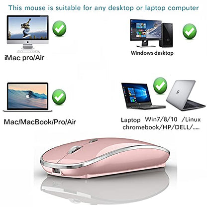JETTA Wireless Mouse for MacBook Pro MacBook Air MacBook Laptop Mac iMac Desktop Computer Chromebook PC Laptop 2.4 USB/USB C Mouse (Rose Gold) - color: Rose Gold