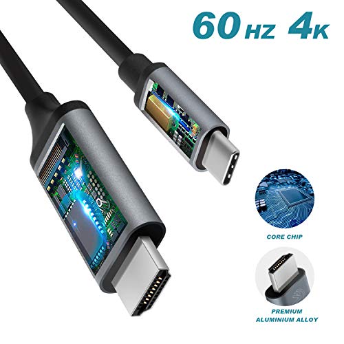 USB C to HDMI Cable for iPhone 15 Pro/Max 4K, S24/S23/S22/S21/Note 20 to HDMI Cable, USB C to HDMI Adapter Cable for Samsung Galaxy, MacBook Pro/Air, iMac, Surface, Dell and More-3ft - size: 3 Feet