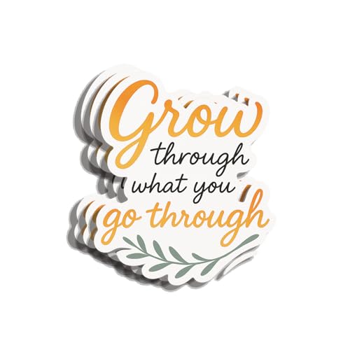 3PCS Inspirational Sticker - “Grow Through What You Go Through” - Motivational Vinyl Decal for Laptop, Water Bottle, Notebook, Journal – Positive Quote Aesthetic Sticker