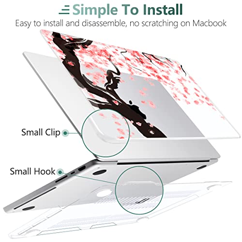 TWOLSKOO for MacBook Pro 16 Inch Case 2023 2022 2021 Release M2 A2780 M1 A2485 M1 Pro/Max, Hard Shell Case & Keyboard Cover & Screen Protector for Mac Pro 16" with Touch ID, Cherry Blossoms - color: Cherry Blossoms