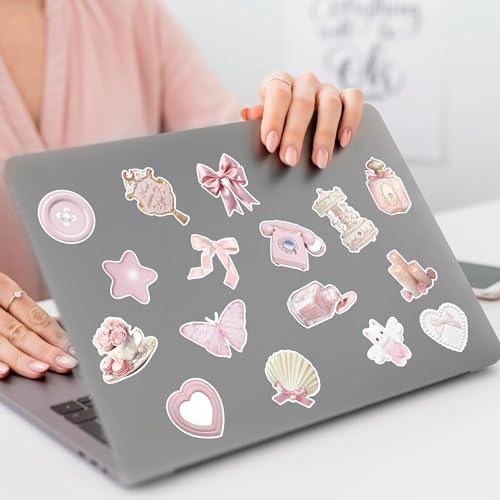 CNhoqc Pink Coquette Aesthetic Stickers - 1000 Pcs Realistic Coquette Aesthetic Sticker Roll Waterproof Vinyl Self Adhesive Laptop Sticker Scrapbook Water Bottle Page Activity Pad Birthday Party Favor - style: Pink Coquette Aesthetic