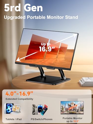 tounee Tablet Holder Stand, Dual Rod Adjustable Aluminum Desktop Stand, Compatible with 4.7-16.9" iPads, Surface Tablets, Portable Monitor, Kindle and More (Black) - color: Black