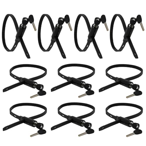 Urban August Adjustable Zip Tie Lock for Refrigerator Door Cabinet Bike Stroller Helmet - Multi-Purpose Keyed French Door Lock (10 Pack Keyed Alike) - color: Black - 10 Pack Keyed Alike, size: Keyed Type