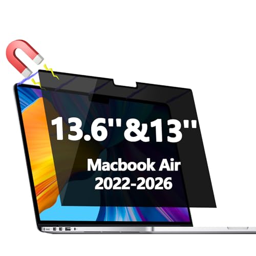 Magnetic Privacy Screen Protector for MacBook Air 13.6 & 13 Inch (2022-2026, M2/M3/M4/M5), Removable Anti Spy Glare Blue Light Shield for 13.6" Mac Laptop Privacy Filter - size: MacBook 13.6"