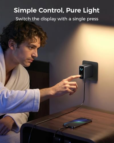 USB C Charger Block 100W, 4-Port GaN Fast Wall Charger with Smart Display, Compact Adapter with Touch Control for MacBook, iPhone 17/16Series, iPad Pro,Galaxy S25/S24,Pixel, Laptop,and More