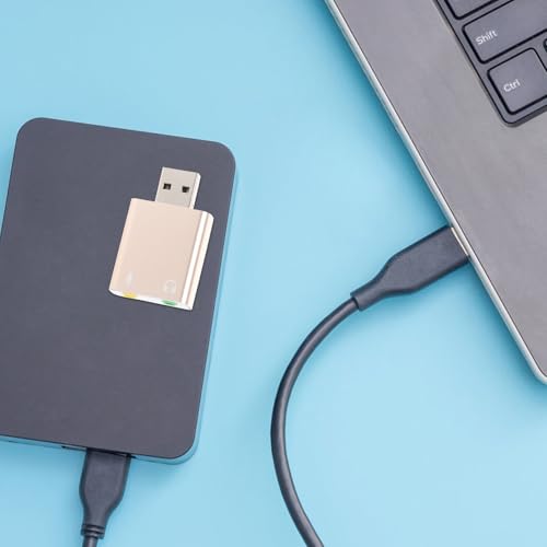 USB External Sound Card Adapter with Headphone Microphone Jack Plug and Play USB to Audio Converter for Laptop Desktop Multi-Channel Stereo Sound Card for Audio and Random Color