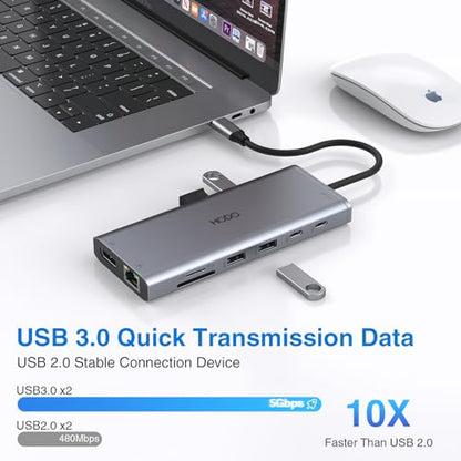 USB C Docking Station Dual Monitor HDMI for Dell HP, Laptop Docking Station 3 Monitors Triple Display USB C Hub Dock to 2 HDMI 4K,DP,Ethernet,6 USB,PD,SD/TF, Audio, USB C Adapter 14 in 1 for Lenovo