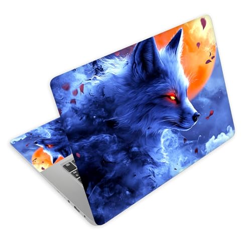 Universal Laptop Skin Decal, 3-Piece Vinyl Protector for 12 13 14 15.6" Notebook, Waterproof Anti-Scratch, Easy Trim & Bubble-Free Finish, Mystical Nine-Tailed Fox - color: Mystical Nine-tailed Fox