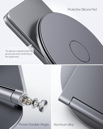 LULULOOK Stand for Surface Pro/Go - Aluminum Alloy 360° Swivel Base, Foldable Tablet Holder/Riser for Microsoft Surface Pro 7/8/9/10/11 & Go 2/3/4 | Portable Office Desk Accessories, Gray