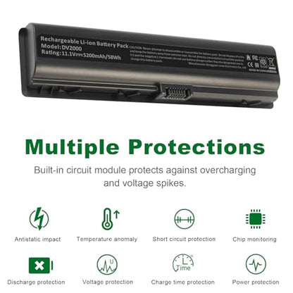 Fancy Buying Laptop Battery for HP Pavilion DV2000 DV2100 dv2200 dv2400 dv6000 dv6100 dv6300 dv6500 dv6700 Compaq Presario C700 Battery - size: 8.15*2.05*0.83inch DV2000
