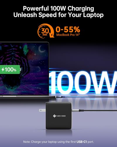 100W USB C Charger, 120W MacBook Pro Charger, 3-Port GaN Fast Charger with PD3.0, PPS, for MacBook pro & Air, ipad Air, iPhone 15, iPad, Laptops and All USB C Device | 3-Port GaN Fast Charger for MacBook pro & Air, ipad Air, iPhone 15, iPad, Laptops and A