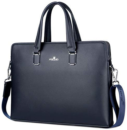 FSD.WG]Business Bag Leather Briefcase Shoulder Laptop Business Bag for Men - color: Blue
