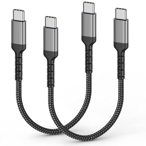 1ft USB-C to USB-C Cable Short Type C to Type C Fast Charging Cable Compatible with Apple iPhone 16/15 Pro/Max Samsung Galaxy Google, Short USBC to USBC Cord 12 Inch - color: Black, size: 1 Feet