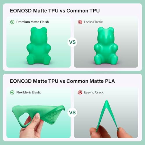 Matte TPU Filament 1.75mm, 1kg - Shore 95A Flexible & Durable TPU, Matte Green, Low-Gloss Matte Finish, Minimal Layer Lines, for Phone Cases, Wearables & Functional Parts - color: Matte Green Tpu